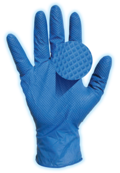 Emerald Blue Guard 6-mil Powder-Free Nitrile Gloves with Raised Diamond Grip